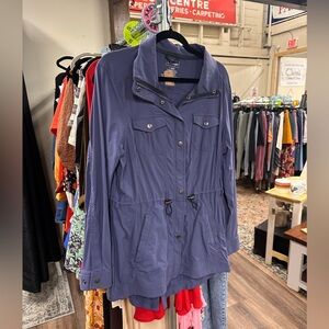 L L Bean purple mid length trench coat rain jacket size large regular womens